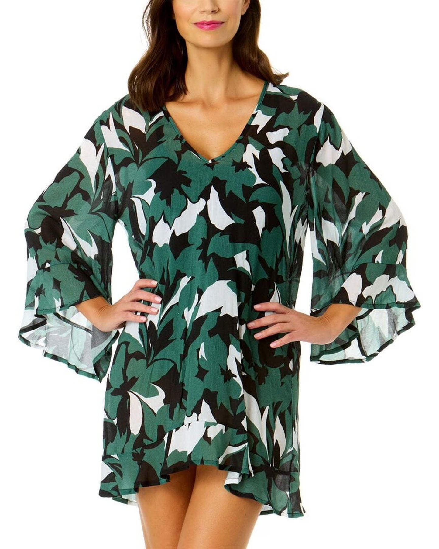 ANNE COLE Easy Belle Sleeve Tunic - Black/Green