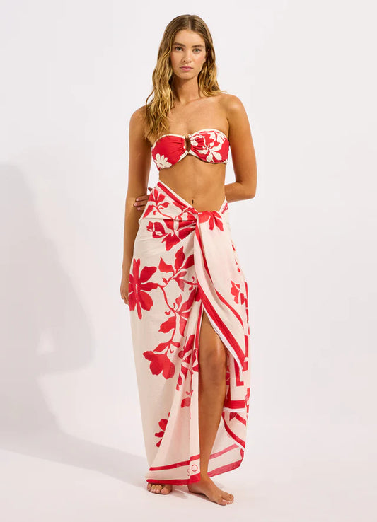 SEAFOLLY Mayflower Sarong - ECRU/COSMO