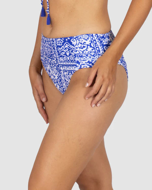 BAKU Havana Ruched Side Mid Bikini Bottom - Denim