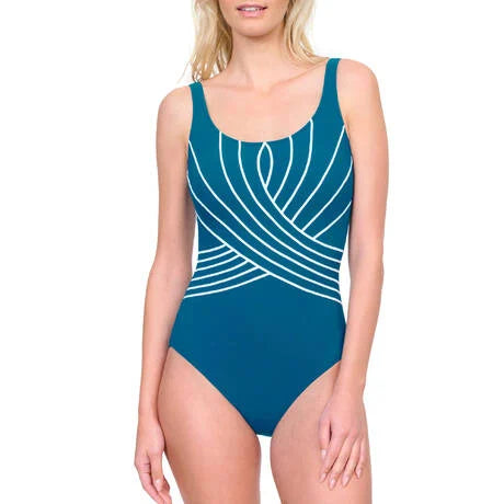GOTTEX Embrace Full Coverage Square Neck One Piece - Teal