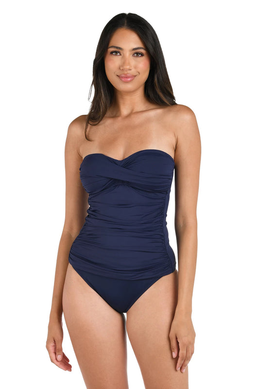 LA BLANCA Island Goddess Bandeau Tankini Top - Indigo