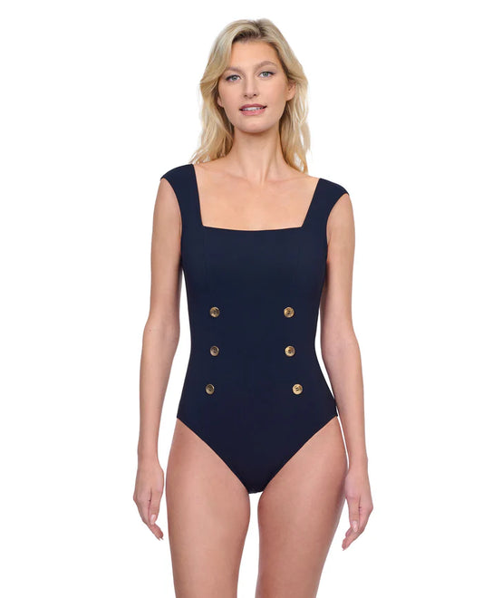 GOTTEX Montecarlo Cap Sleeve Square Neck One Piece - Black
