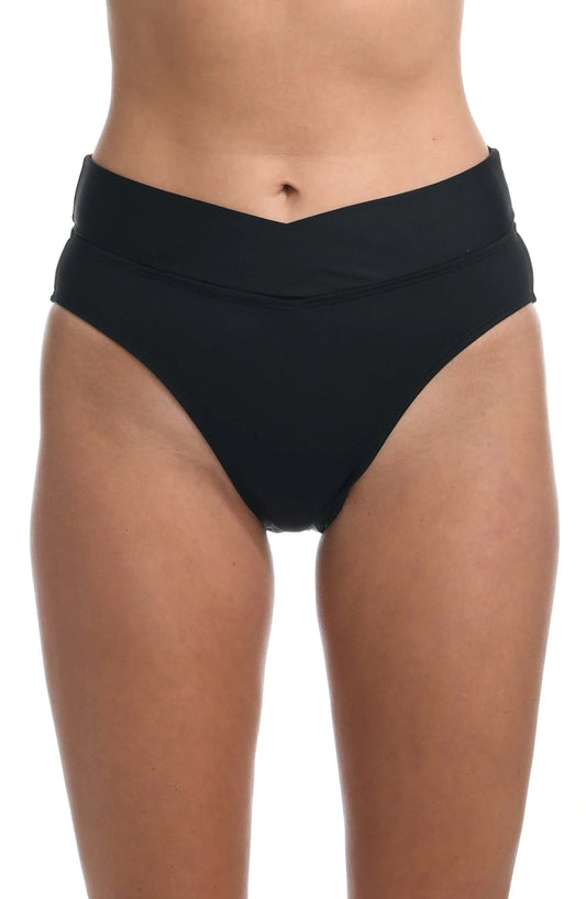 LA BLANCA Island Goddess Crossover High Waist Bottom - Black