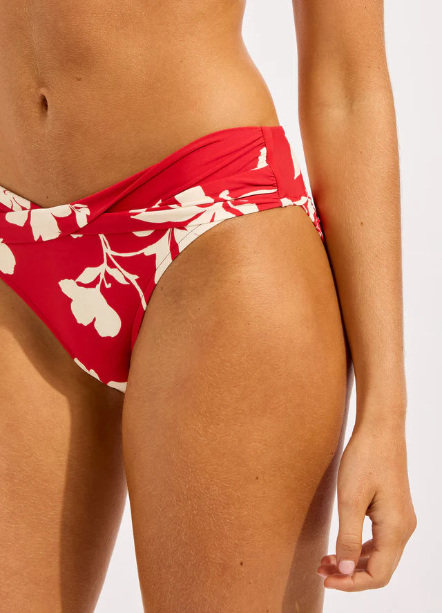 SEAFOLLY Mayflower Twist Band Mini Hipster Bikini Bottom - Cosmo Red