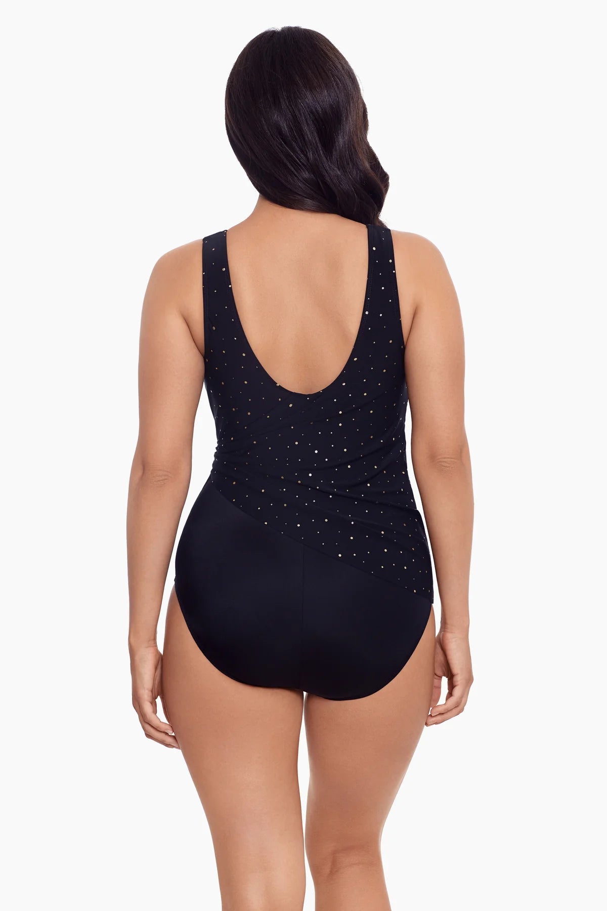 LONGITUDE Long Torso Twinkle Twinkle side tie wrap surplice one piece - Black