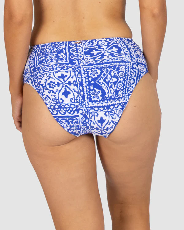 BAKU Havana Ruched Side Mid Bikini Bottom - Denim