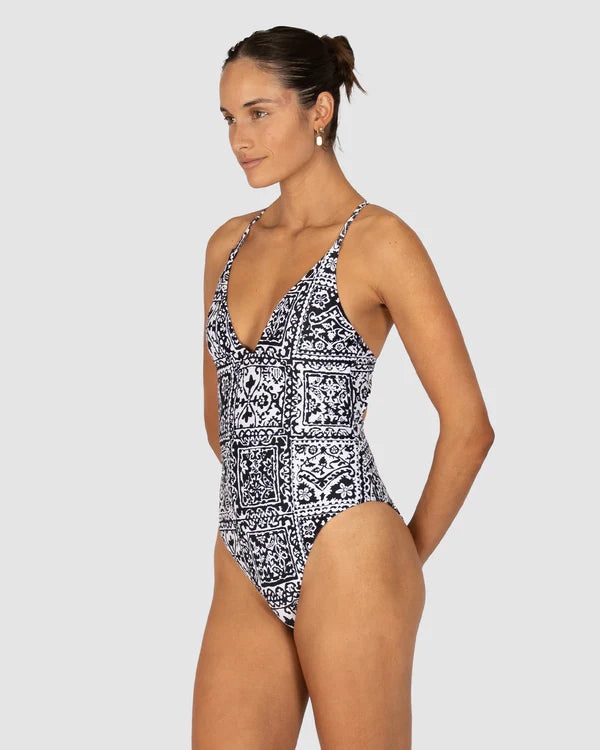 BAKU Havana Deep V Neck One Piece Swimsuit - Black
