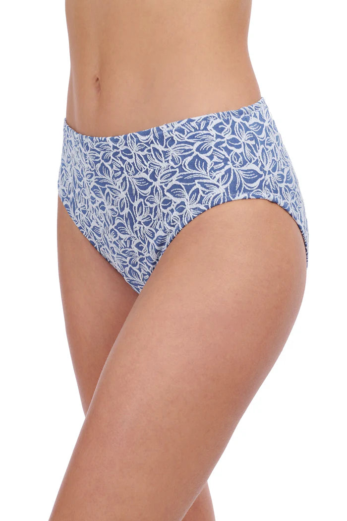 GOTTEX Plumeria Textured High Waist Bottom - Jean & White