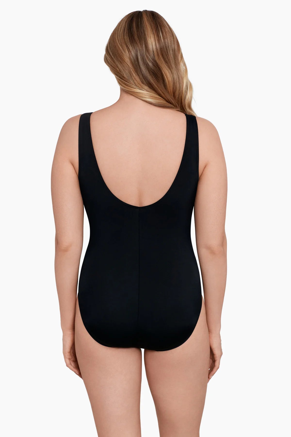 LONGITUDE Long Torso Faux Surplice Tank - Private Party - Black