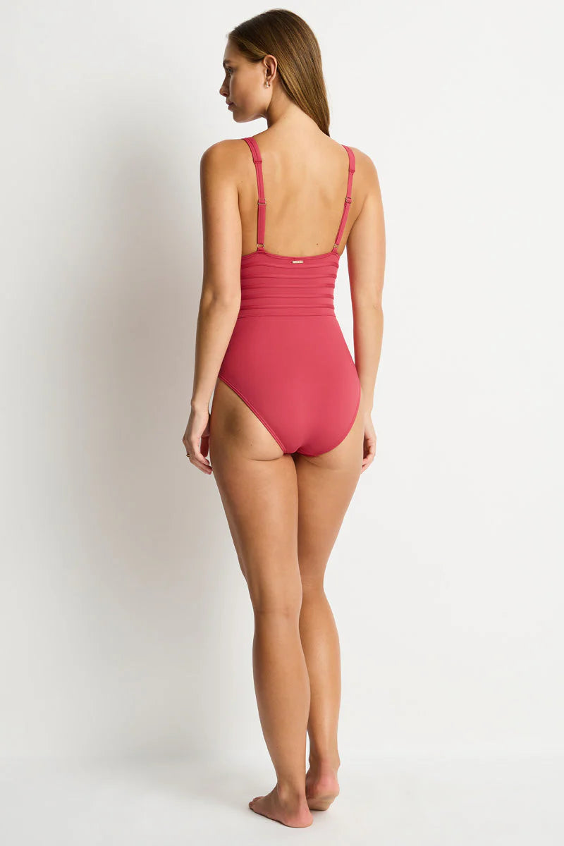 SEA LEVEL De Luxe Plunge Longline One Piece - Rouge