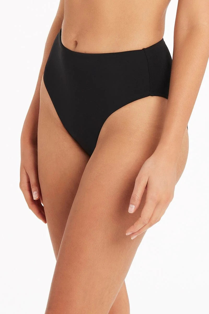 SEA LEVEL SWIM Eco Essentials Retro High Waist Pant - Black (Online Only)