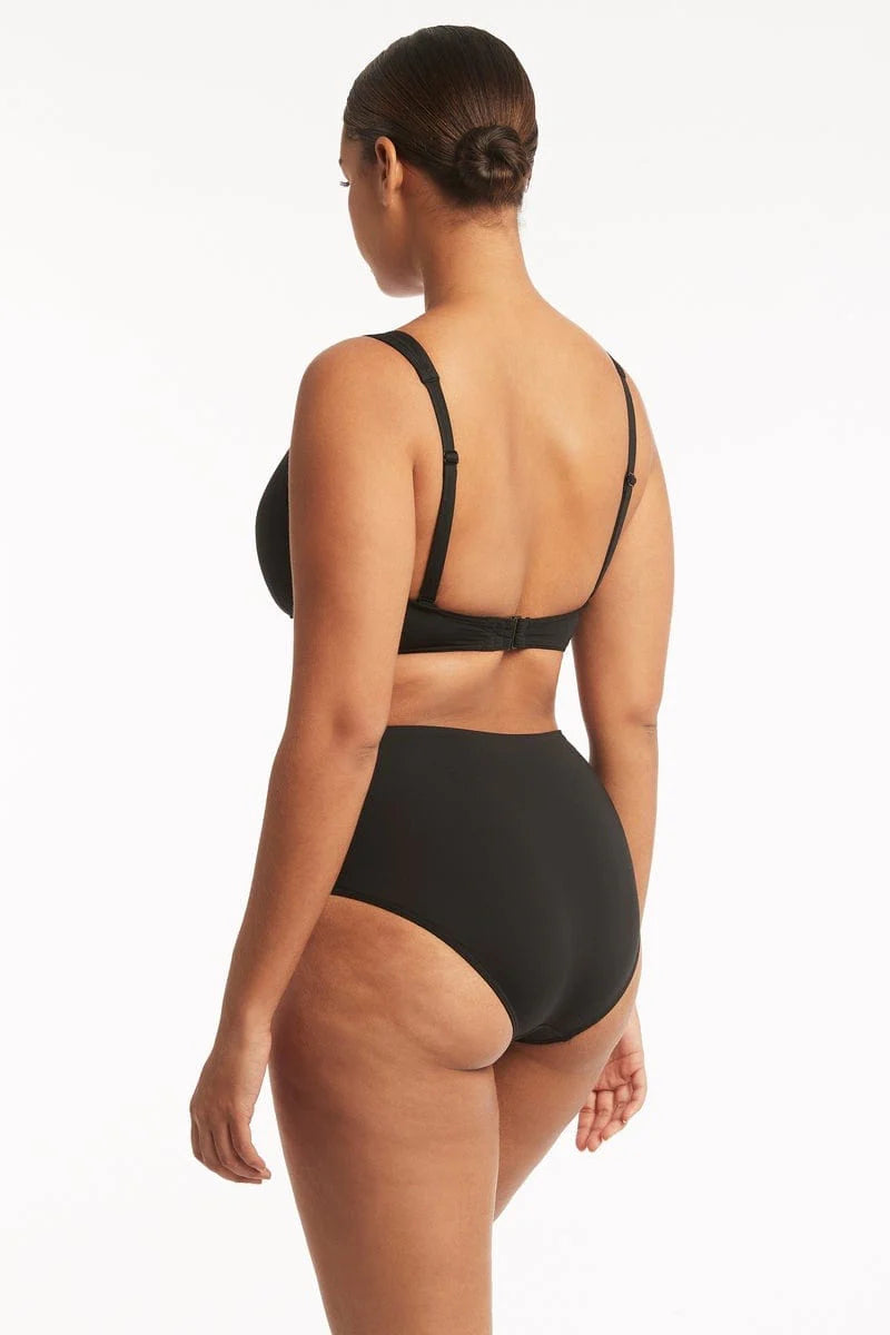 SEA LEVEL SWIM Eco Essentials High Waist Gathered Side Pant - Black (Online Only)