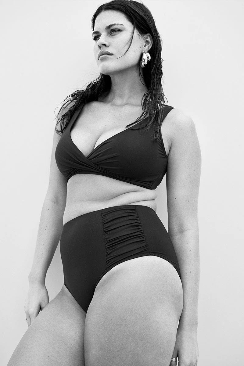 SEA LEVEL SWIM Eco Essentials High Waist Gathered Side Pant - Black (Online Only)