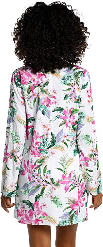 LA BLANCA Mystic Palms Lace Up Tunic Swimsuit Cover Up