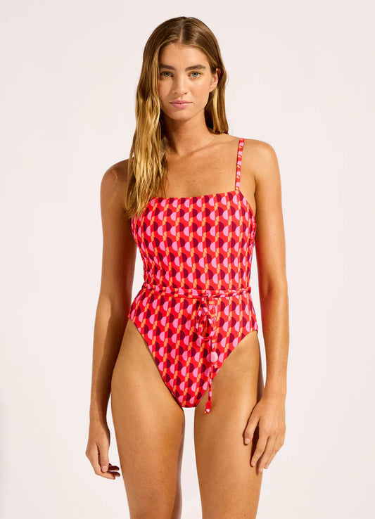 SEAFOLLY Sorrento Reversible Square Neck One Piece Swimsuit - Flame