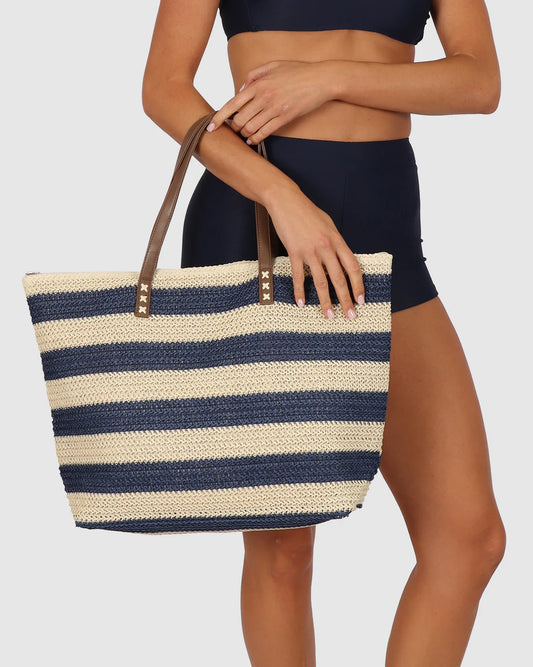BAKU Striped Bag - Navy & Beige