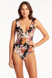 SEA LEVEL SWIM Escape Bonded Frill One Piece