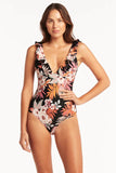 SEA LEVEL SWIM Escape Bonded Frill One Piece