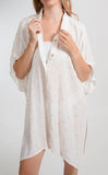 KOY RESORT MIAMI SHINE BIG SHIRT- WHITE & GOLD