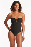 SEA LEVEL SWIM Spinnaker U Bar Bandeau One Piece- Black