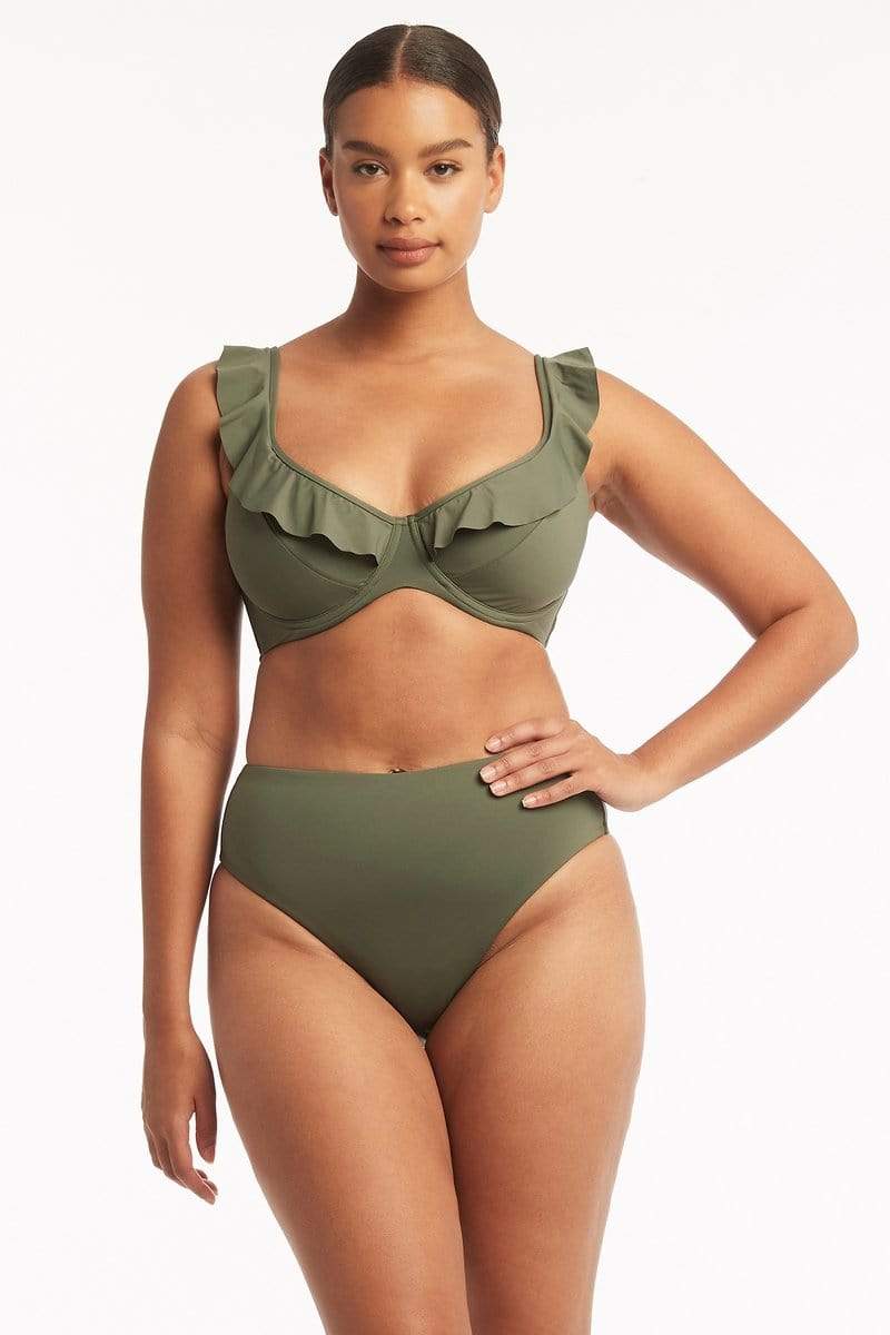 Khaki Eco Essentials Retro High Waist Pant