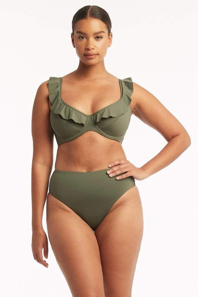 SEA LEVEL SWIM Eco Essentials Retro High Waist Pant- Khaki