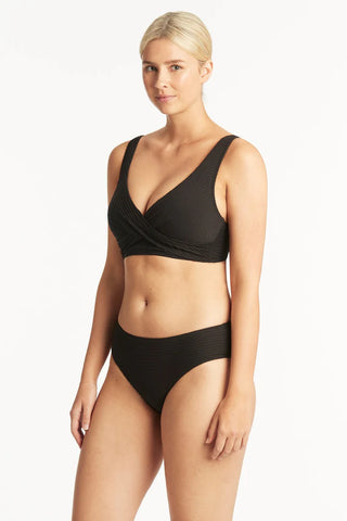 SEA LEVEL SWIM Spinnaker Mid Bikini Pant- Black