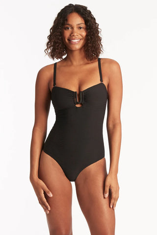 SEA LEVEL SWIM Spinnaker U Bar Bandeau One Piece- Black