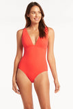 SEA LEVEL SWIM Vesper Longline One Piece- Tangerine