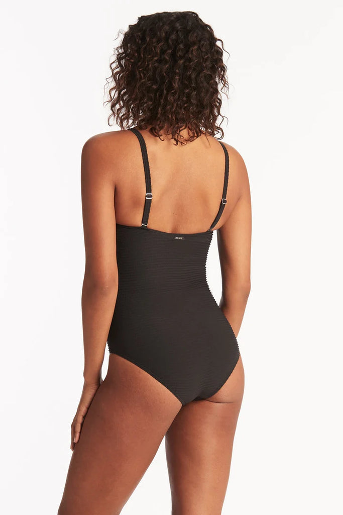 SEA LEVEL SWIM Spinnaker U Bar Bandeau One Piece- Black