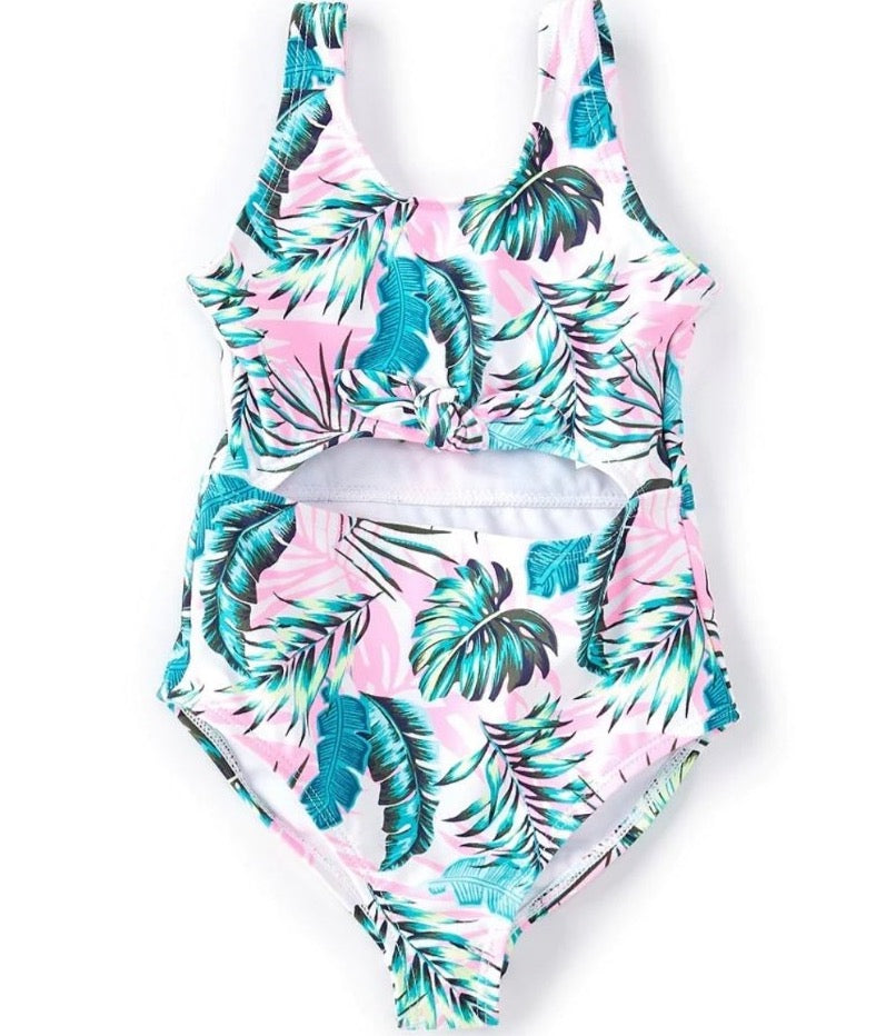 ANGEL BEACH Palm Leaf Cutout Girls's One Piece