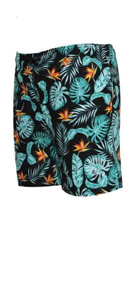 Burnside Orange and Black Leaf Board Shorts- TEAL