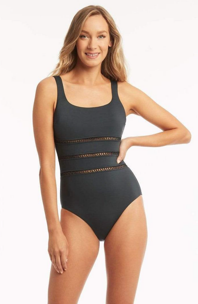 SEA LEVEL SWIM LOLA SHIMMER SQUARE NECK ONE PIECE