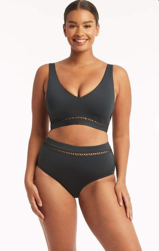 SEA LEVEL SWIM LOLA SHIMMER D/DD CUP BRALETTE- CHARCOAL – Seychelles  Swimwear Your Online Stop for all your Swimwear Needs