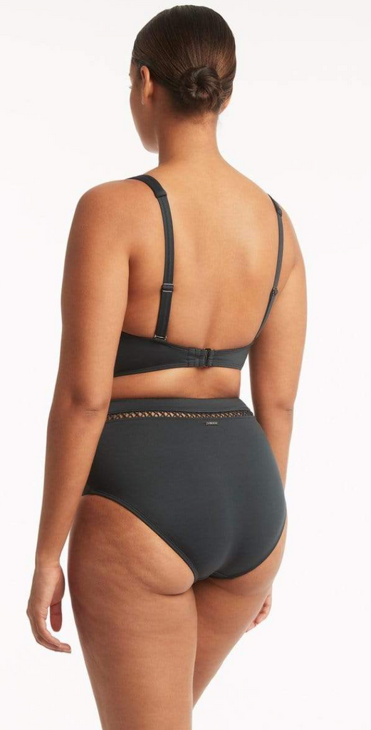 SEA LEVEL SWIM LOLA SHIMMER HIGH WAIST PANT- CHARCOAL