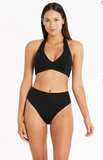 SEA LEVEL SWIM ESSENTIALS HIGH WAIST BIKINI PANT-BLACK