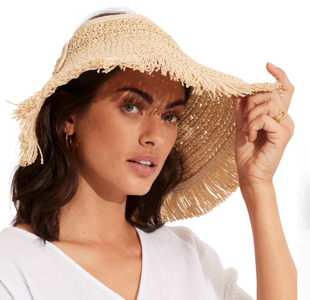 Seafolly  Shady Lady Roll Up Fringe Visor