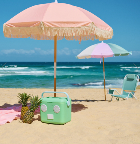 sunnylife LUXE BEACH UMBREALLA SALMON
