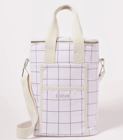 sunnylife CANVAS DRINKS BAG CHECK COCONUT