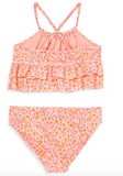 ANGEL BEACH Girl's Soft Safari Double-Ruffle Tankini 2-Piece Swim Set
