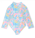 ANGEL BEACH Long Sleeve Quarter-Zip Summer Splash Tie-Dye Rash Guard 1PC