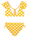 ANGEL BEACH Yellow & White Polka Dot Bikini - Girls