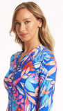 SEA LEVEL SWIM Cabana Long Sleeve One Piece-Cobalt