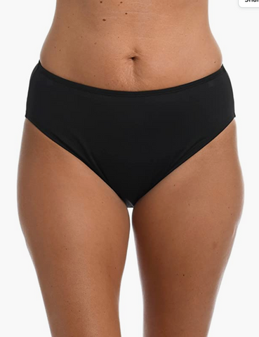 24th & Ocean Solid Mid Waist Hipster Bikini Bottom- Black