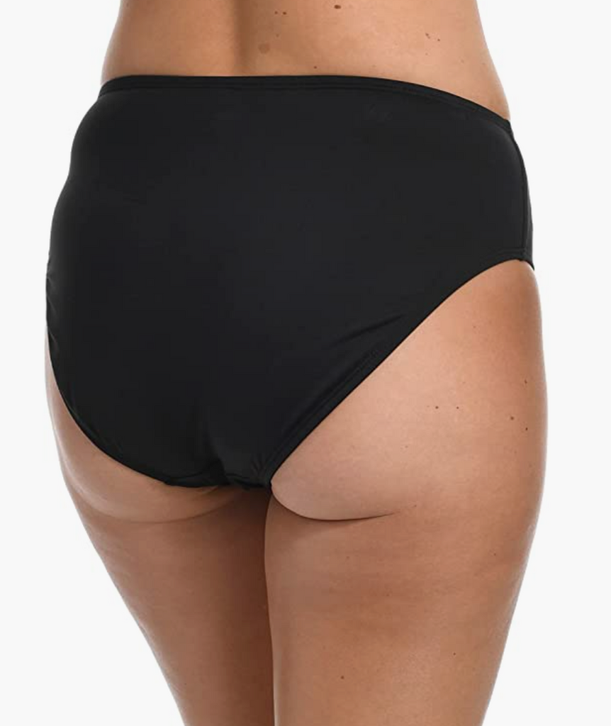 24th & Ocean Solid Mid Waist Hipster Bikini Bottom- Black