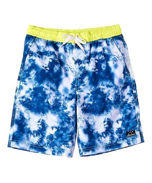 BIGCHILL AQUA TIE-DYE SWIM TRUNKS NAVY - BIG BOYS