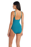 BLEU ROD BEATTIE WALK THE LINE SCOOP NECK RIBBED ONE PIECE SWIMSUIT coral chic