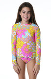 Hobie Girls Kids' Woodstock Two-Piece Rashguard Swimsuit
