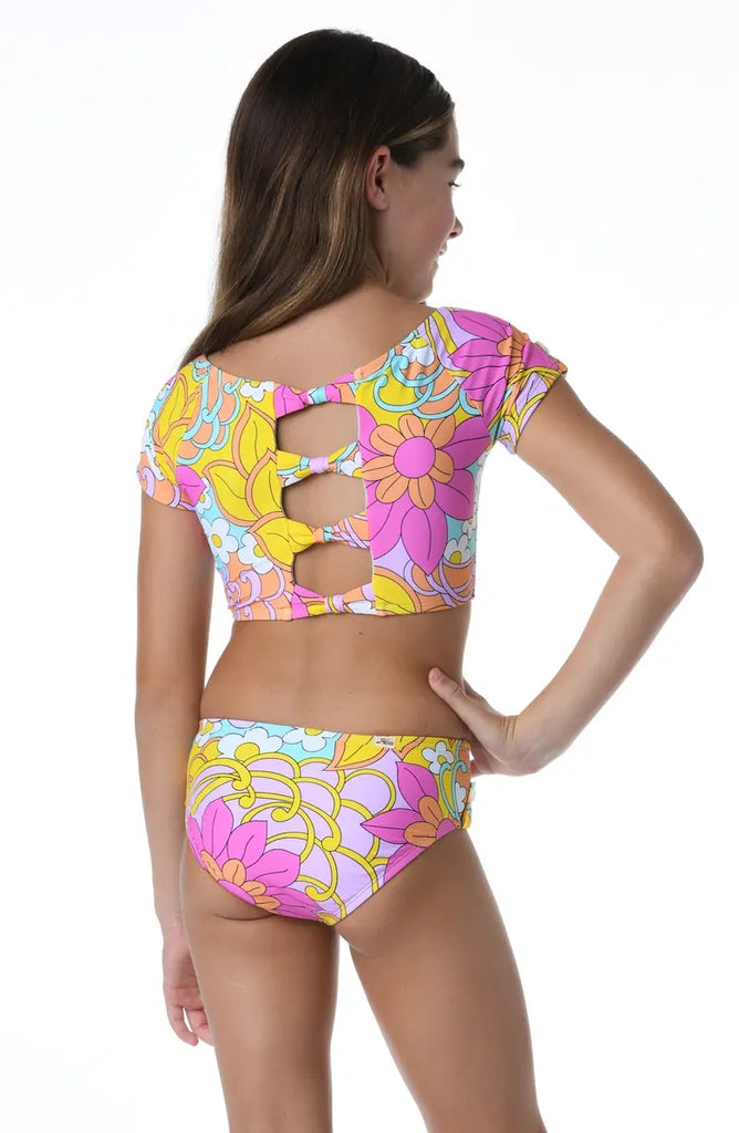 Hobie Girls Kids' Woodstock Print Two-Piece Swimsuit