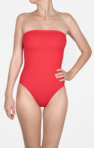 SHAN TECHNO-GRAPH strapless one piece in Grena